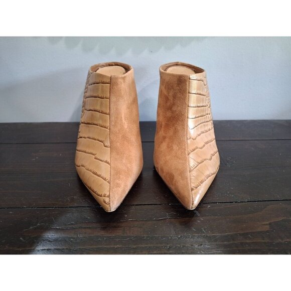 EUC Gibson Latimer Brown Leather and Suede Croc-Embossed Heeled Mule/Sz. 7M - Picture 5 of 9